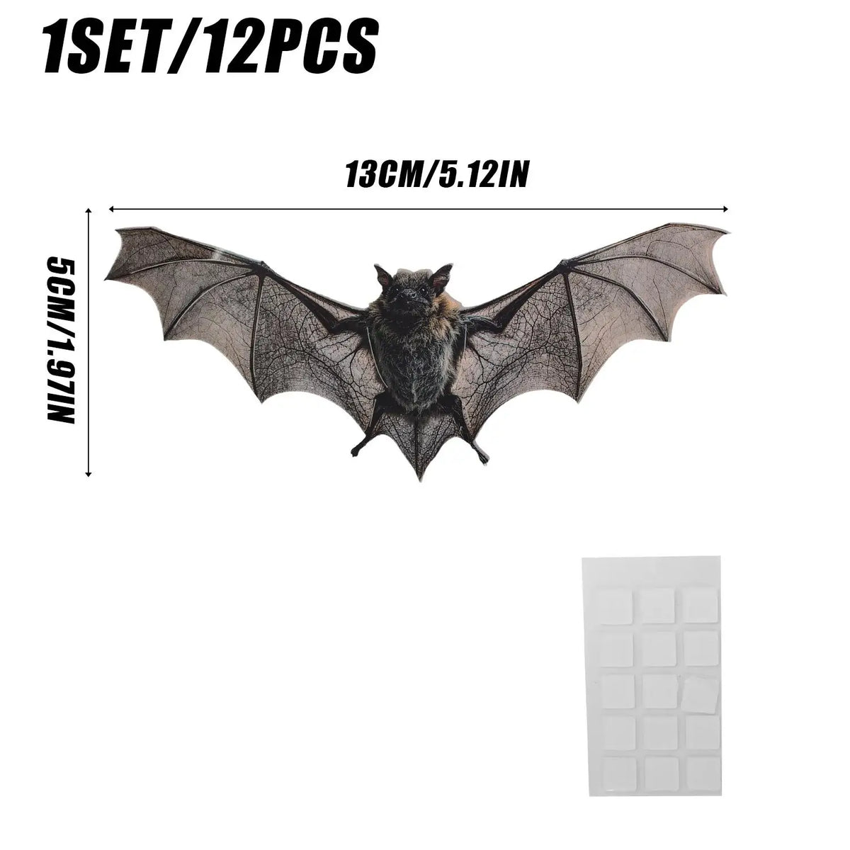 Pipistrelli adesivi 3D per Halloween – confezioni da 12 a 120 pezzi