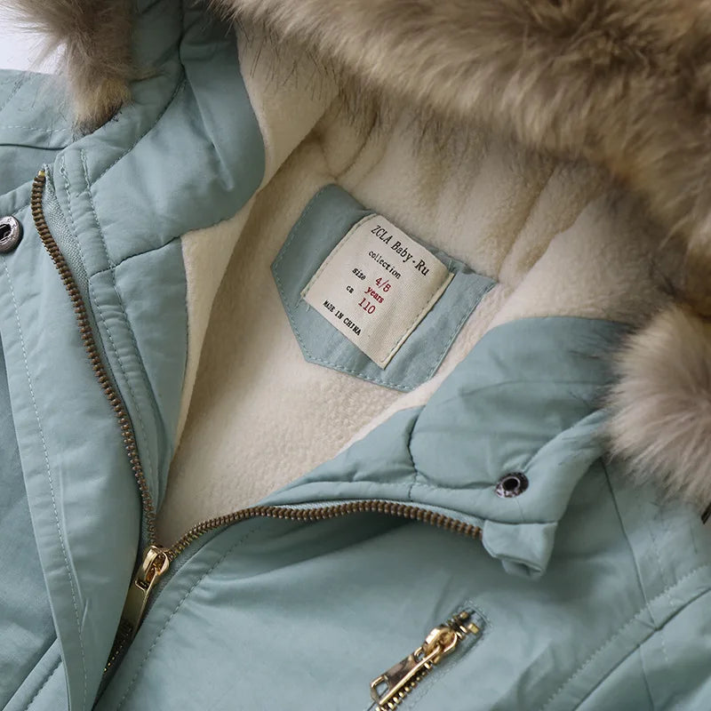 2025 Autumn Winter Children Boy Jacket Outerwear Coat Hooded Plus Velvet Thicken Warm Jacket For Girl 4-14 Year Kids Girl Parka