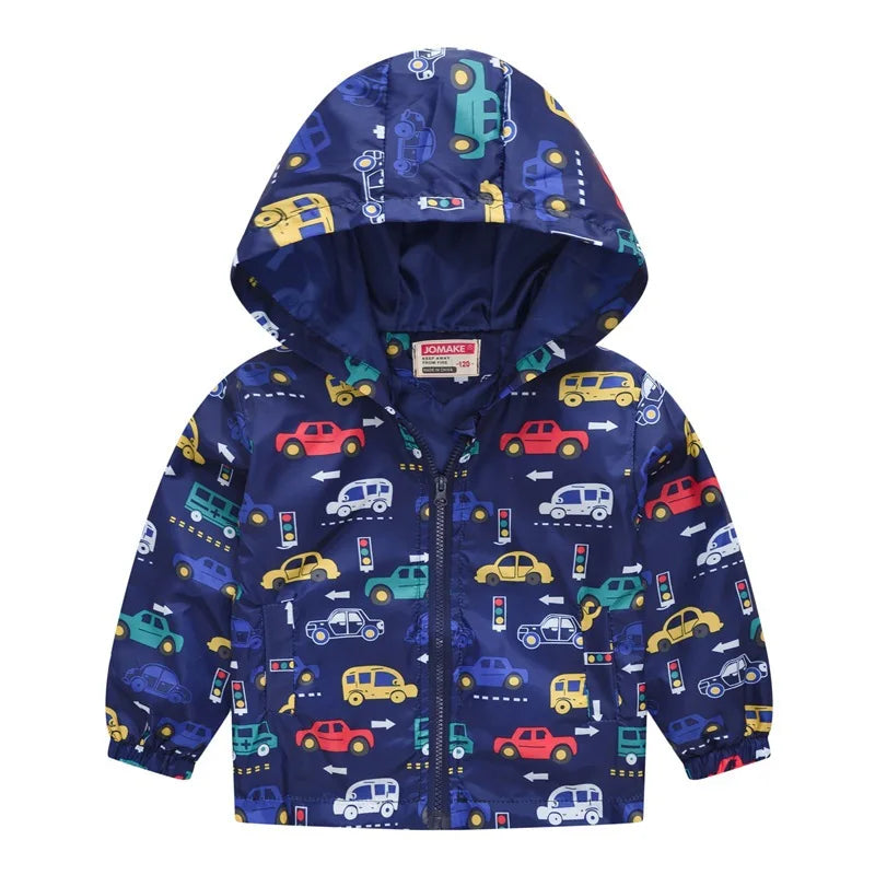 2023 Kids Clothes Boys Jackets Children Hooded Zipper Windbreaker Baby Fashion Print Coat Infant Waterproof Hoodies For Girls