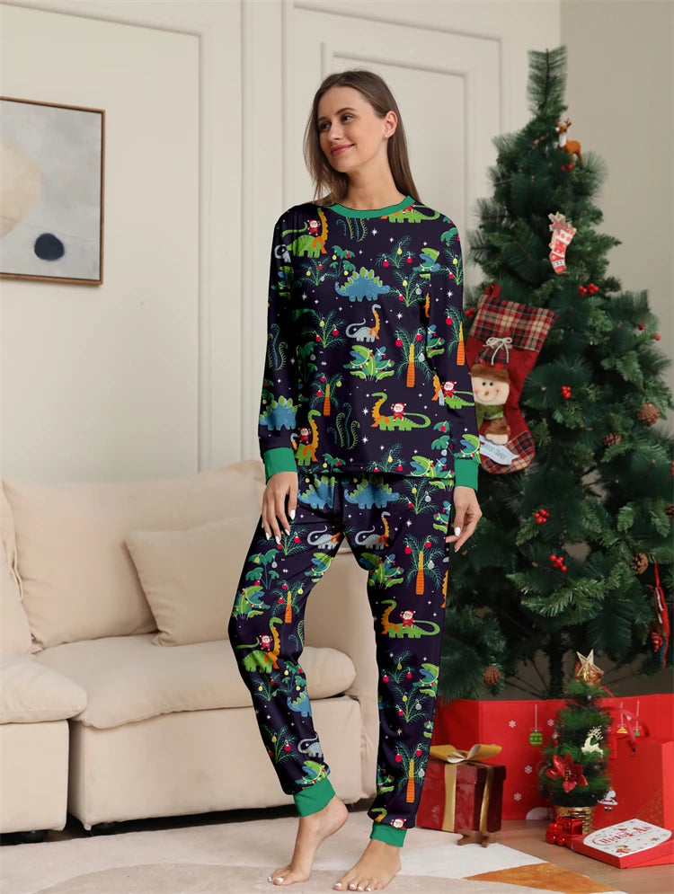 Dinosaur Family Pajama Sets Children Mom Dad Dog Pyjams Outfit Halloween Christmas Parent-child Snug Fit Romper