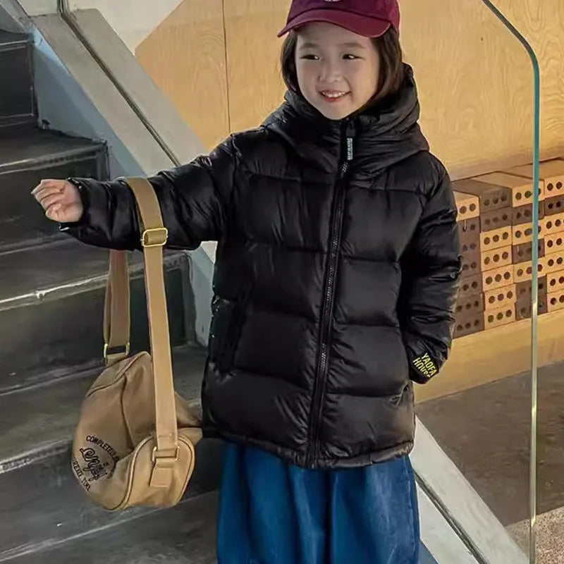 Children's Jacket Winter Down Jacket Jacket Black Gold Down Jacket Boys Girls Middle and Large Children Thickened Short Jacket