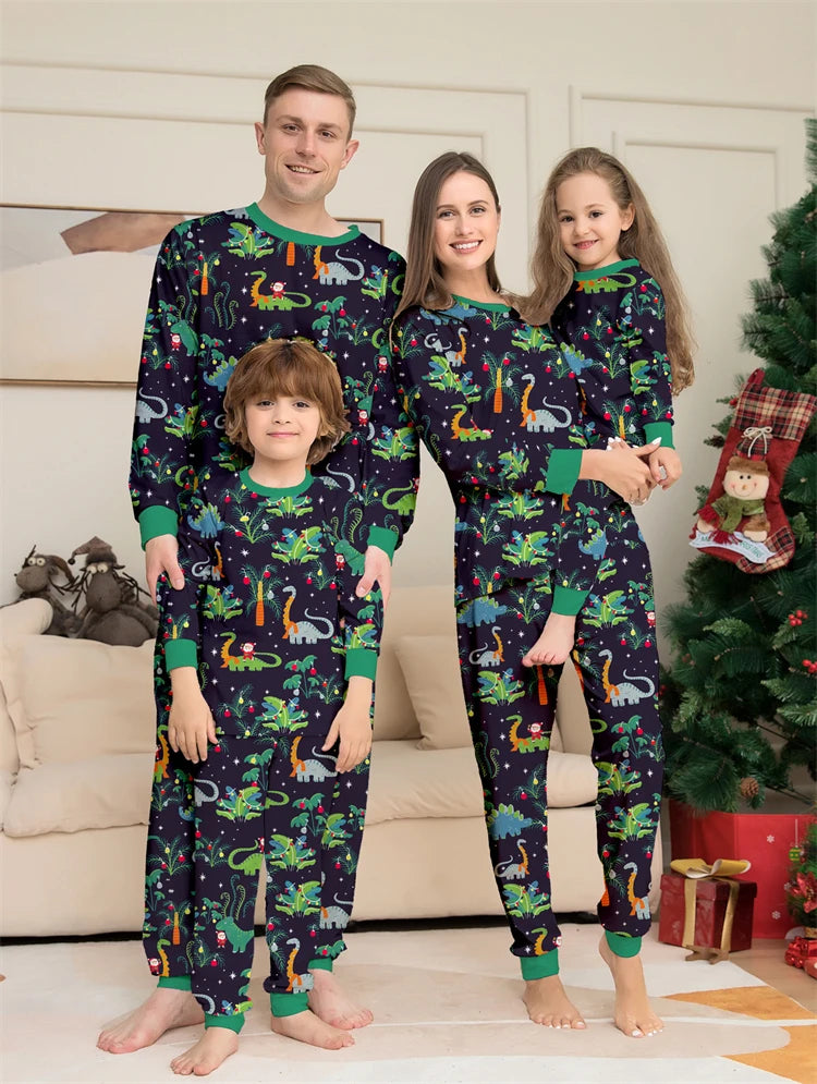 Dinosaur Family Pajama Sets Children Mom Dad Dog Pyjams Outfit Halloween Christmas Parent-child Snug Fit Romper