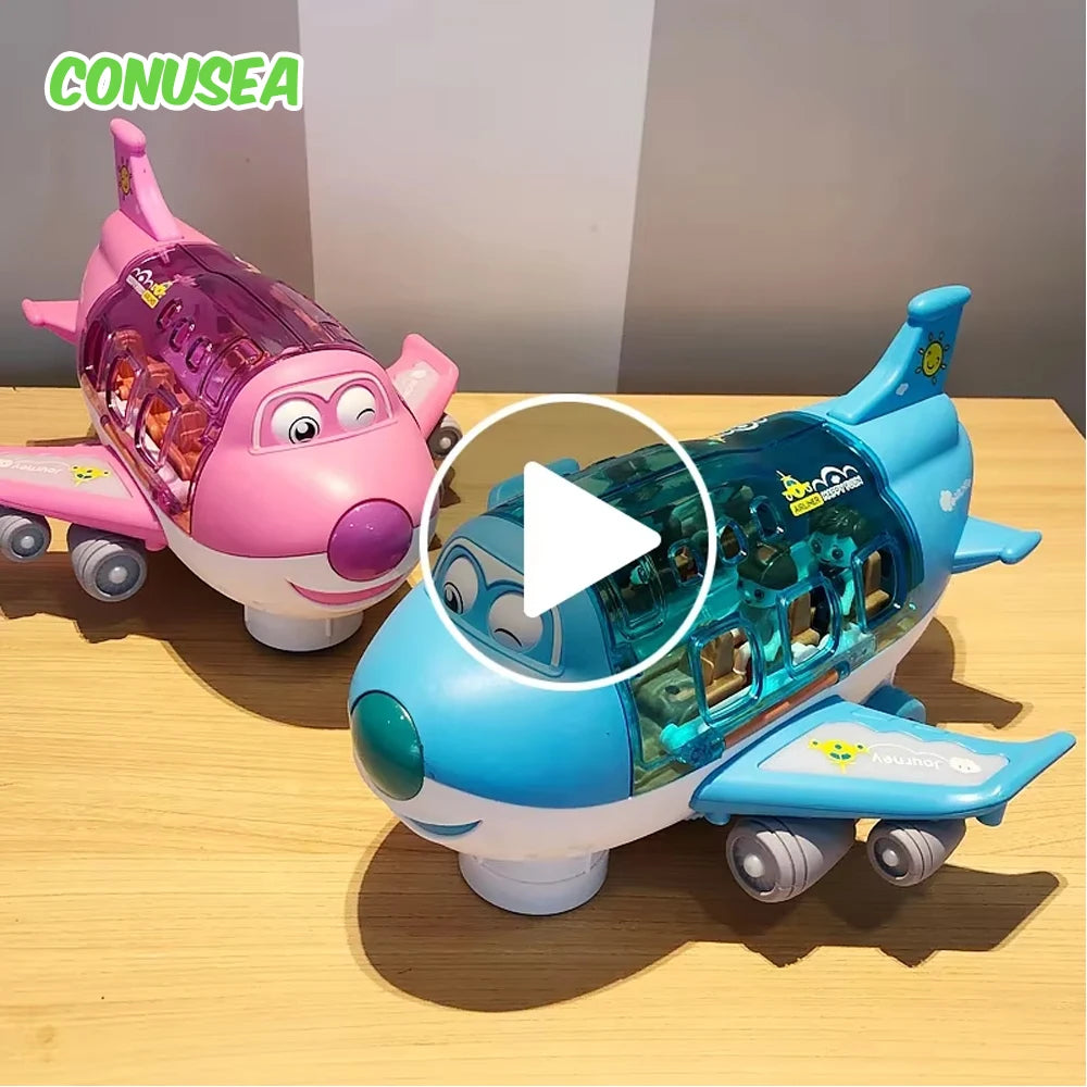 Children‘s’Electric Airplane  Aircraft Toys Car Simulation plane Model with Music LED Boys Traffic Toy Christmas Gifts for Girls