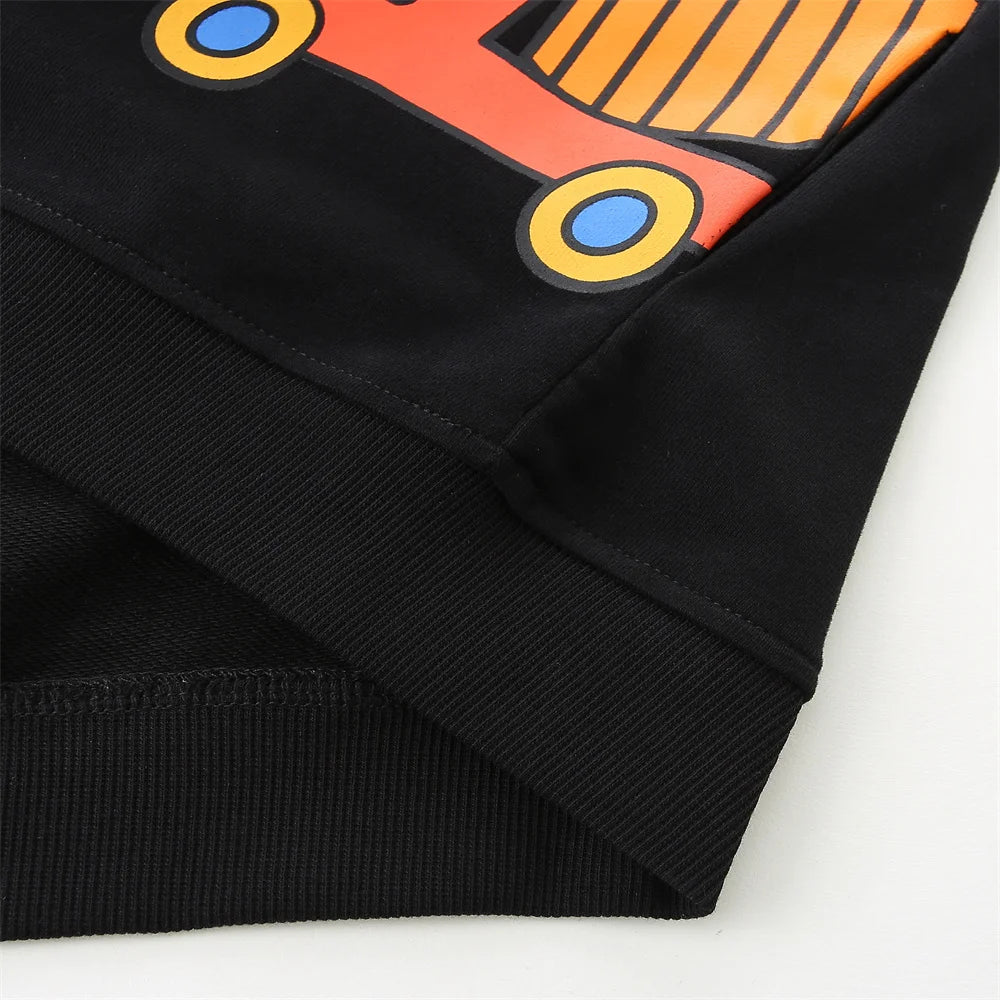 Children's Hooded Jacket New Cars Printed Long Sleeve Zipper Winter Autumn Outwear for Boys Girls 2-7T Spring Coats