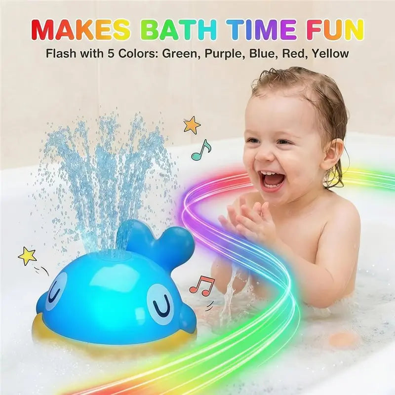 B78B-Light Up Whale Sprinkler Bath For Kids Ages 1-3 Baby Bath Sprayer Water With Light