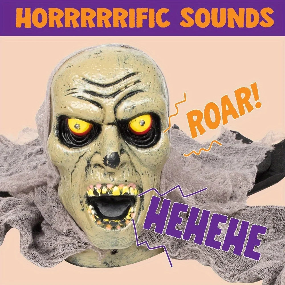 Groundbreaker Zombie with Sound and Flashing Eyes Halloween Decor for Halloween Yard Garden Outdoor Indoor Decorations, Photobooth Props