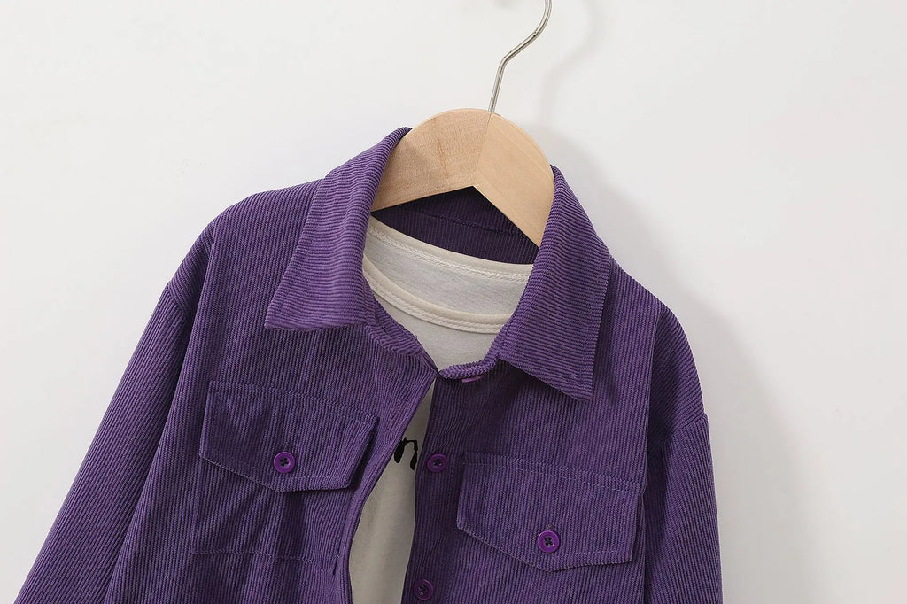 kids jacket 2026 autumn girls boys cute shirt tops Corduroy outwear clothing