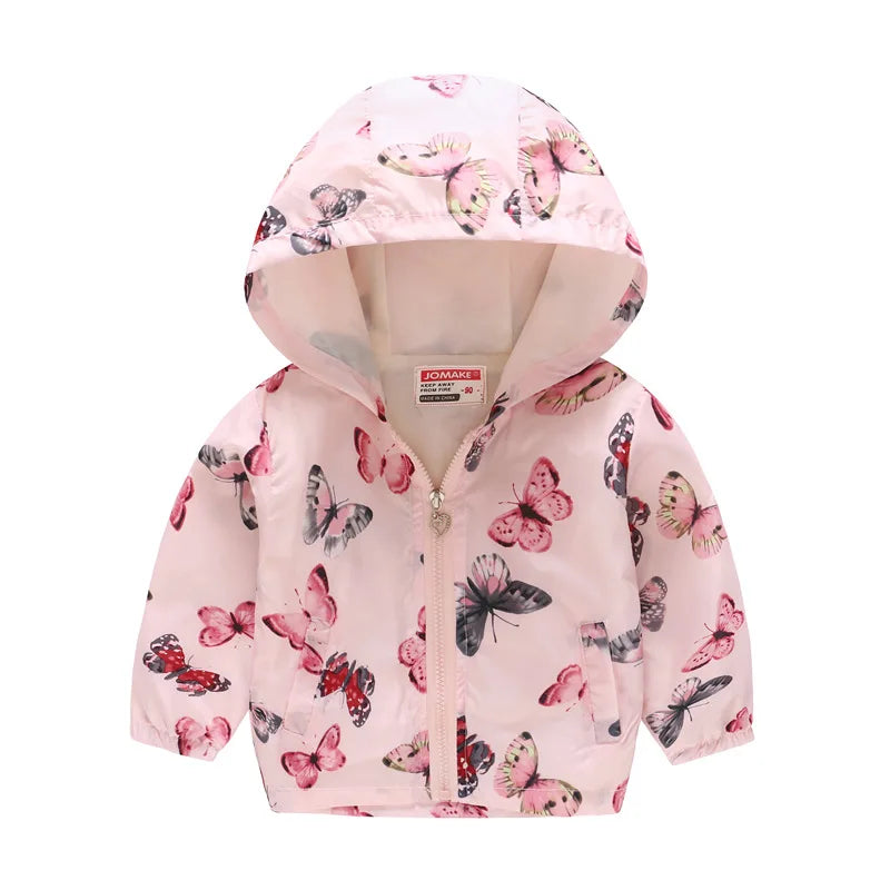 2023 Kids Clothes Boys Jackets Children Hooded Zipper Windbreaker Baby Fashion Print Coat Infant Waterproof Hoodies For Girls