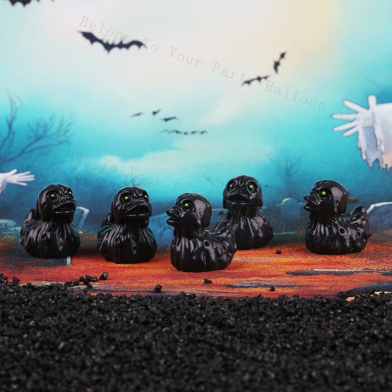 Halloween Mini Figurines Resin Halloween Ducks Ghost Miniatures Figurines Bulk for Garden Fairy Micro Landscape Home DIY Decor