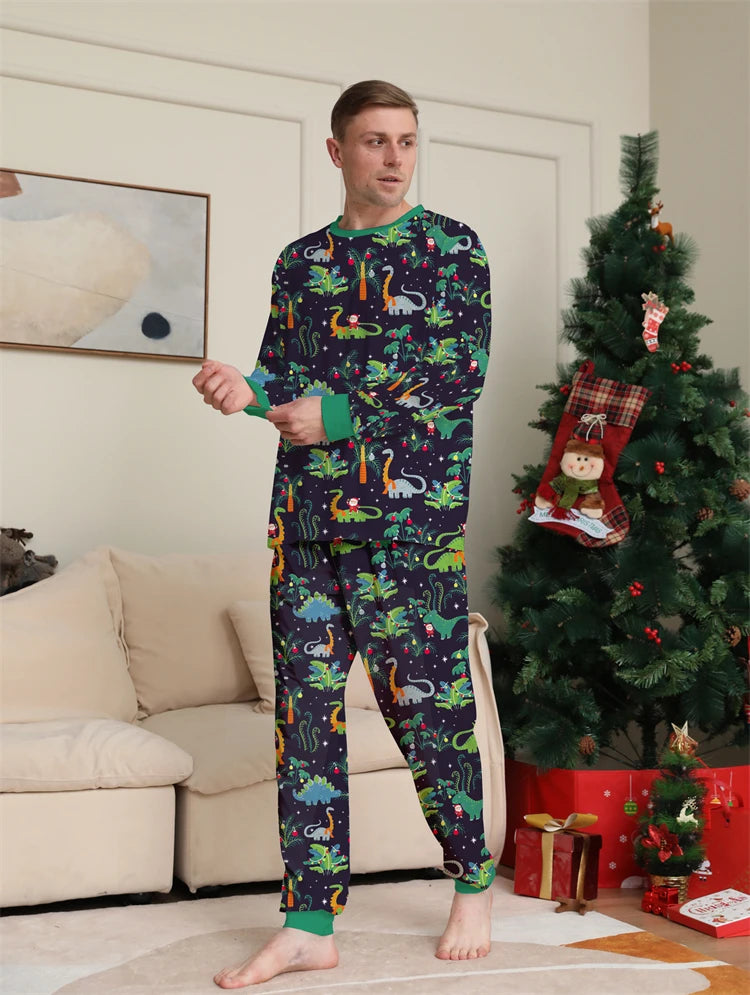 Dinosaur Family Pajama Sets Children Mom Dad Dog Pyjams Outfit Halloween Christmas Parent-child Snug Fit Romper