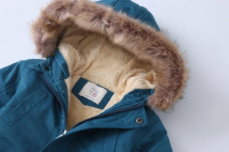 2025 Autumn Winter Children Boy Jacket Outerwear Coat Hooded Plus Velvet Thicken Warm Jacket For Girl 4-14 Year Kids Girl Parka
