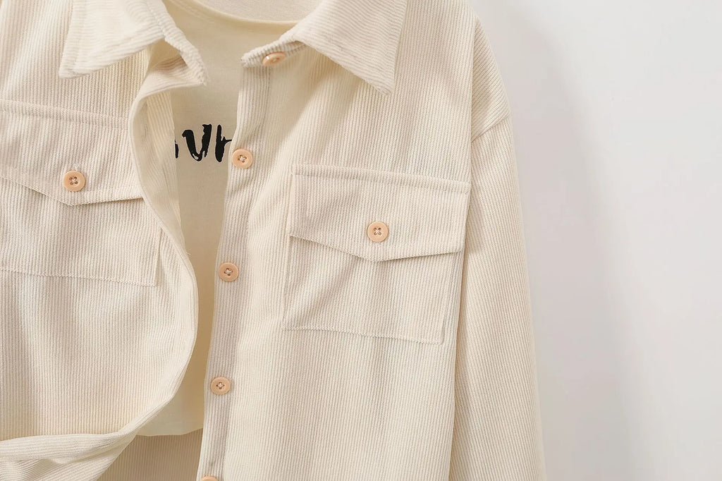 kids jacket 2026 autumn girls boys cute shirt tops Corduroy outwear clothing