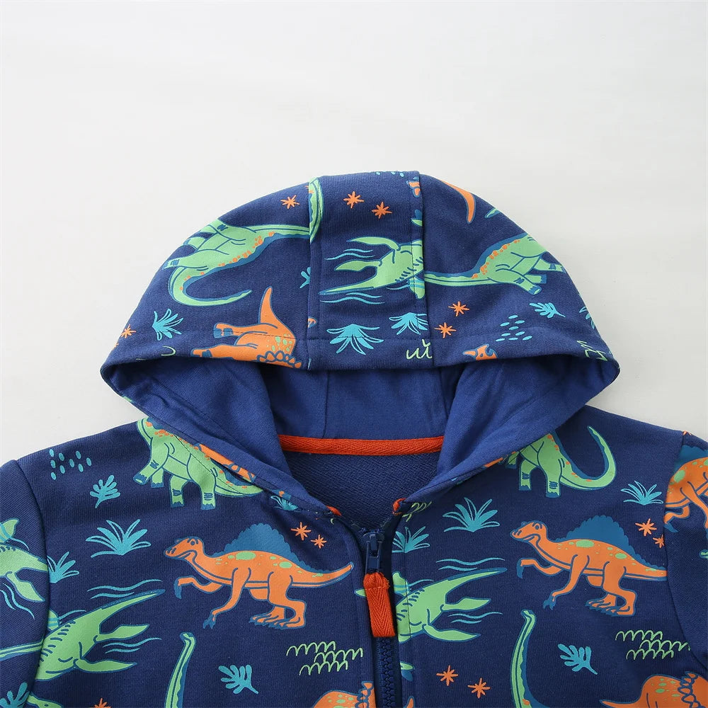 Children's Hooded Jacket New Cars Printed Long Sleeve Zipper Winter Autumn Outwear for Boys Girls 2-7T Spring Coats