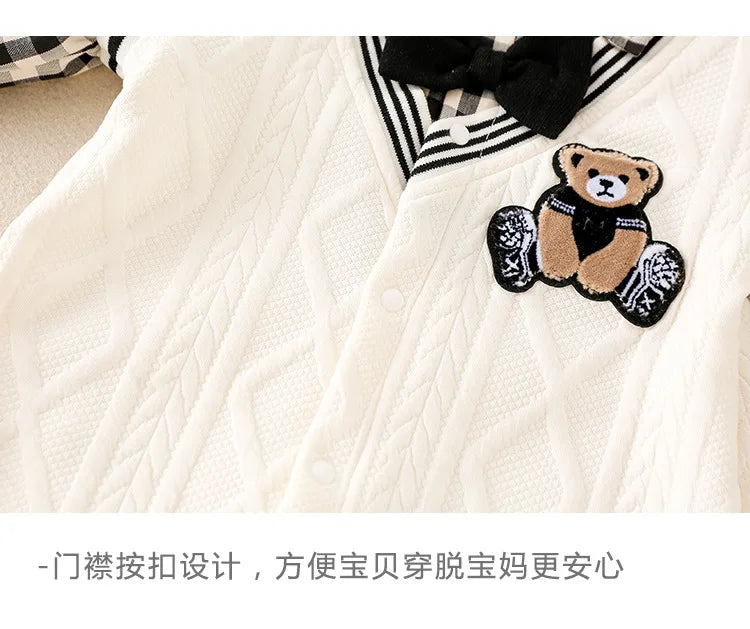 Baby Boys Faux Vest & Shirt 2-Piece Style Bodysuit  Romper Crawling Suit for Newborn Infant Cute Chic Gentleman Outfit