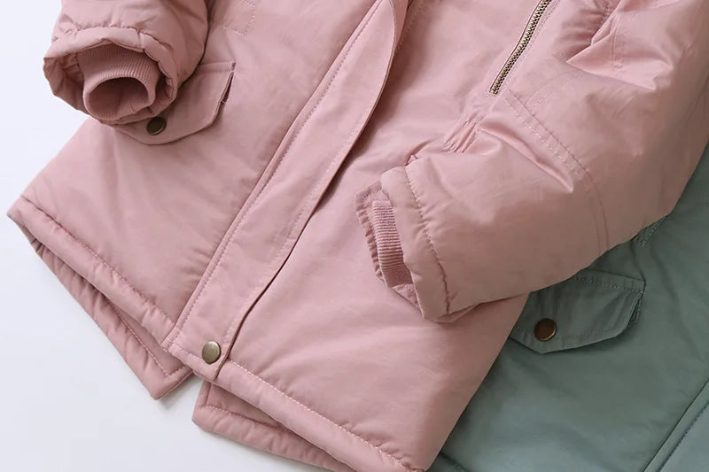 2025 Autumn Winter Children Boy Jacket Outerwear Coat Hooded Plus Velvet Thicken Warm Jacket For Girl 4-14 Year Kids Girl Parka