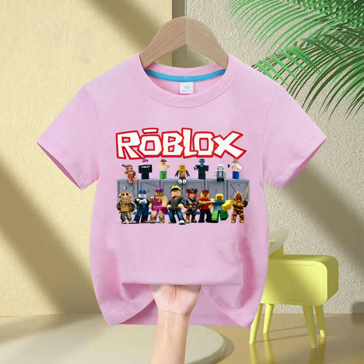 Roblox 2026 Kids' 100% Cotton T-Shirt – Boys' Short-Sleeve Crew Neck T-Shirt with Cartoon Print, Girl Casual and Comfortable Top