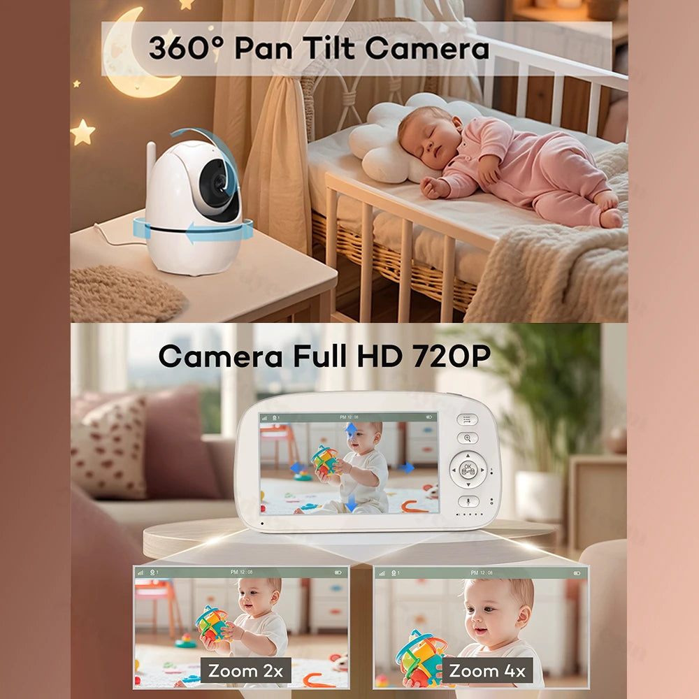 Baby monitor con telecamera e schermo da 5 pollici