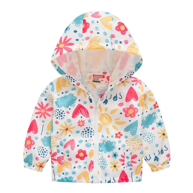 2023 Kids Clothes Boys Jackets Children Hooded Zipper Windbreaker Baby Fashion Print Coat Infant Waterproof Hoodies For Girls