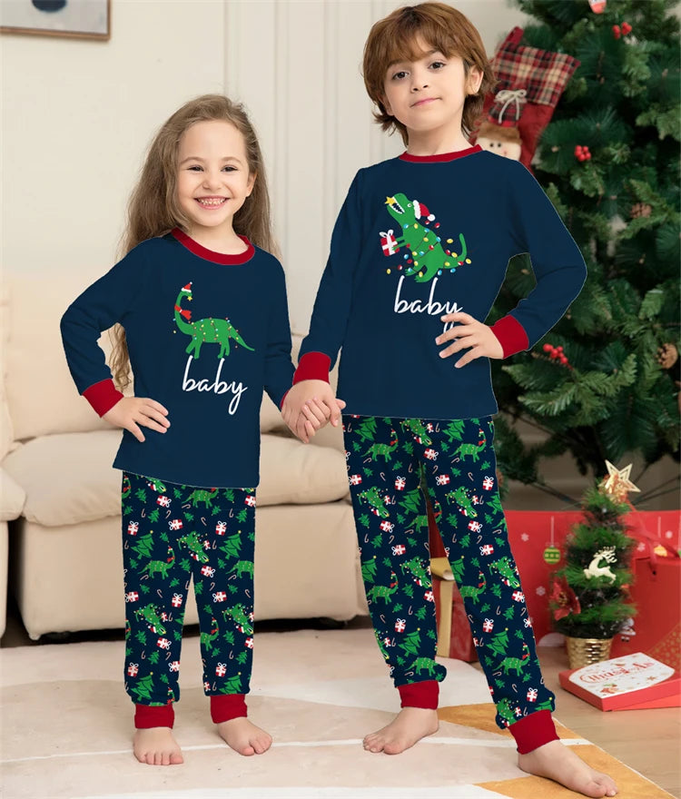 Dinosaur Family Pajama Sets Children Mom Dad Dog Pyjams Outfit Halloween Christmas Parent-child Snug Fit Romper