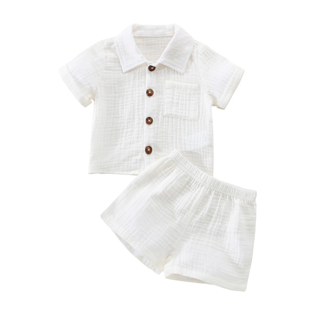 VISgogo 0-3 Years Baby Boys Girls Clothes Sets Infant Newborn Short Sleeve T-shirt Short Pants Summer Solid Color Casual Outfit