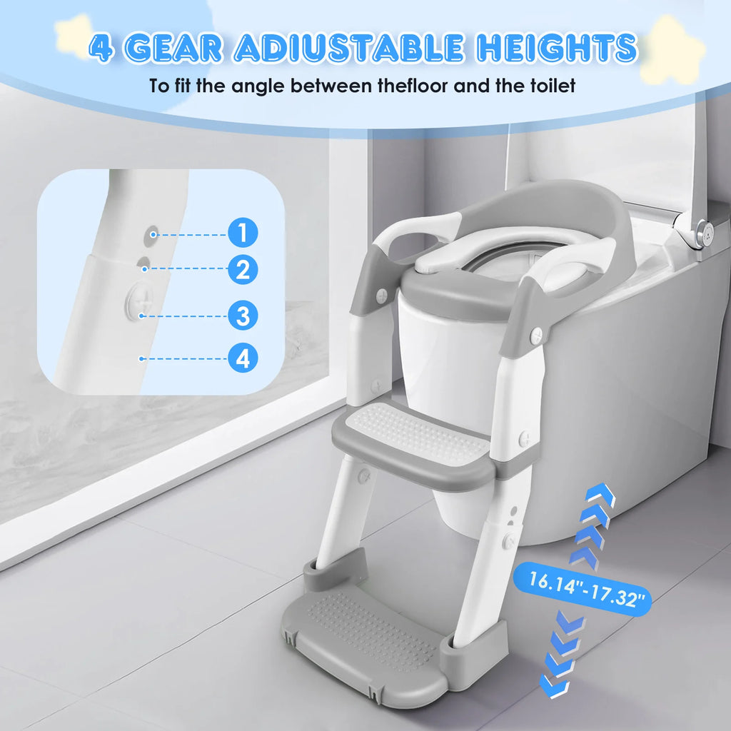 Children Toilet Guide, Children Toilet Seat with Stairs, Children Toilet for Boys and Girls, 3 in 1 Child Toilet Seat with Stairs