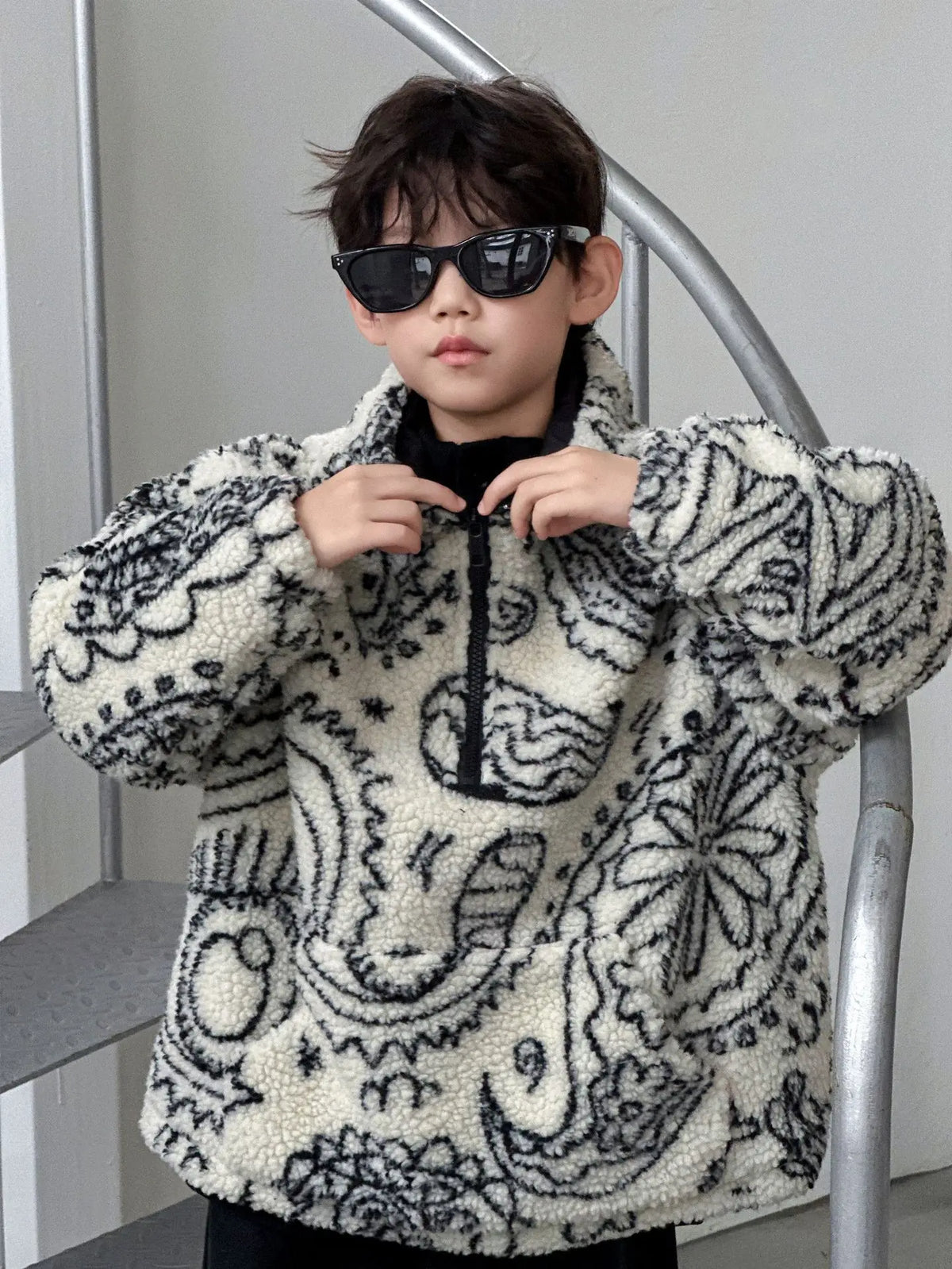 Children Clothing Boys Jacket 2025 Winter New Fashionable Korean Style Thickened Loose Warm Kids Simple Woolen Jacket