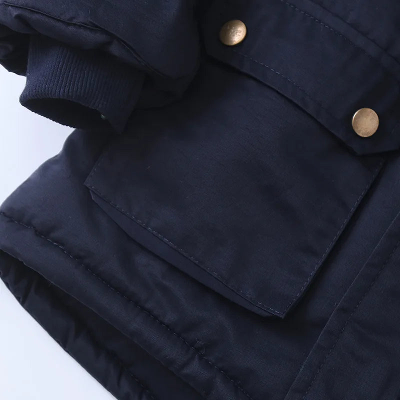 2025 Autumn Winter Children Boy Jacket Outerwear Coat Hooded Plus Velvet Thicken Warm Jacket For Girl 4-14 Year Kids Girl Parka
