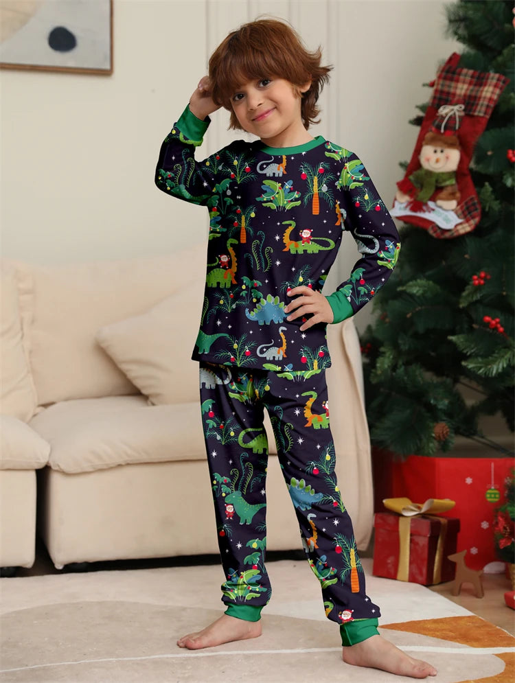 Dinosaur Family Pajama Sets Children Mom Dad Dog Pyjams Outfit Halloween Christmas Parent-child Snug Fit Romper