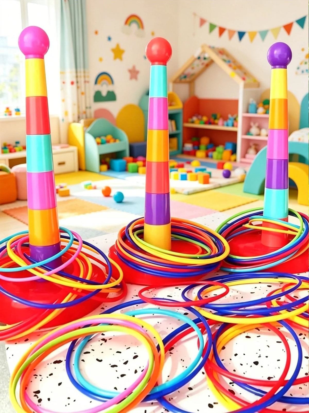 Children Throw Circle Game Ferrule Stacked Toys Fun Indoor Outdoor Parent-Child Interactive Circle Layers Early Education Gift