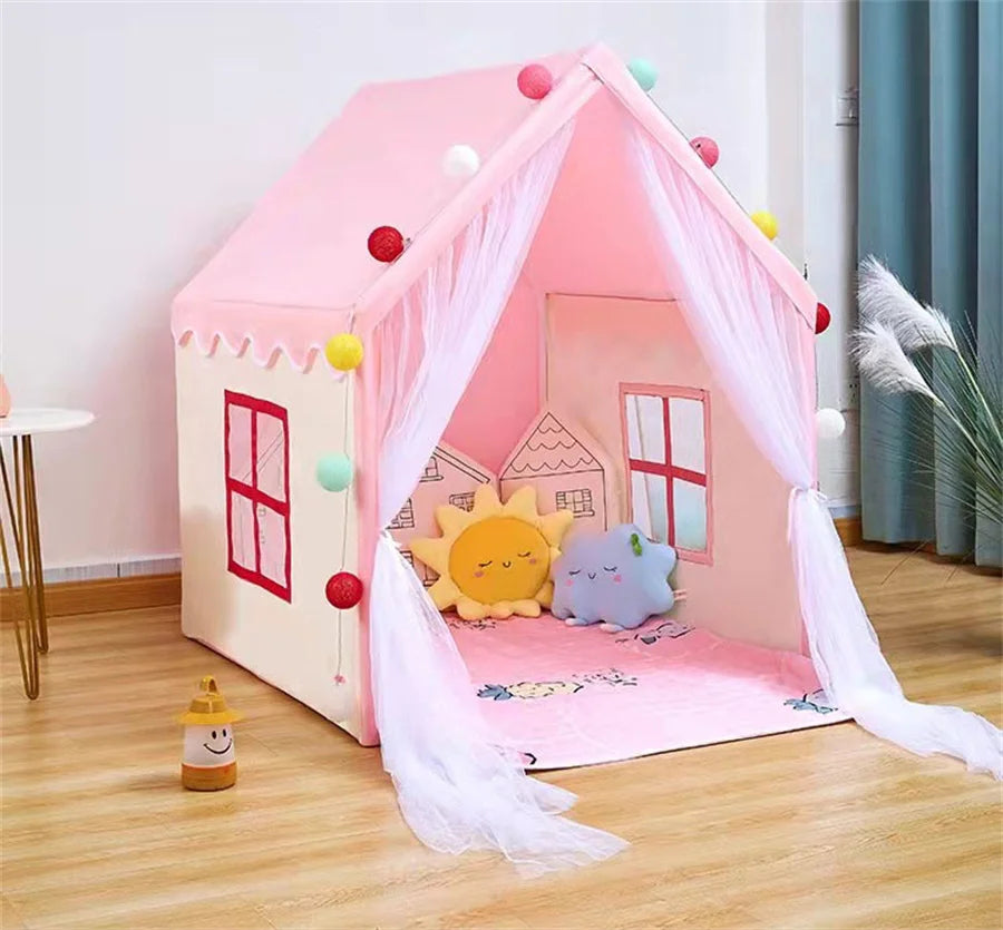 Portable Baby Play House Children Tent Teepee Tent Enfant Kids Tent Pink Blue Kids Play House Indoor Outdoor Toy Princess House