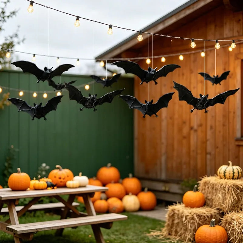 3D Hanging Bat Decor Pendant Halloween Horror Style Ornament Reusable Home & Party Festival Decoration