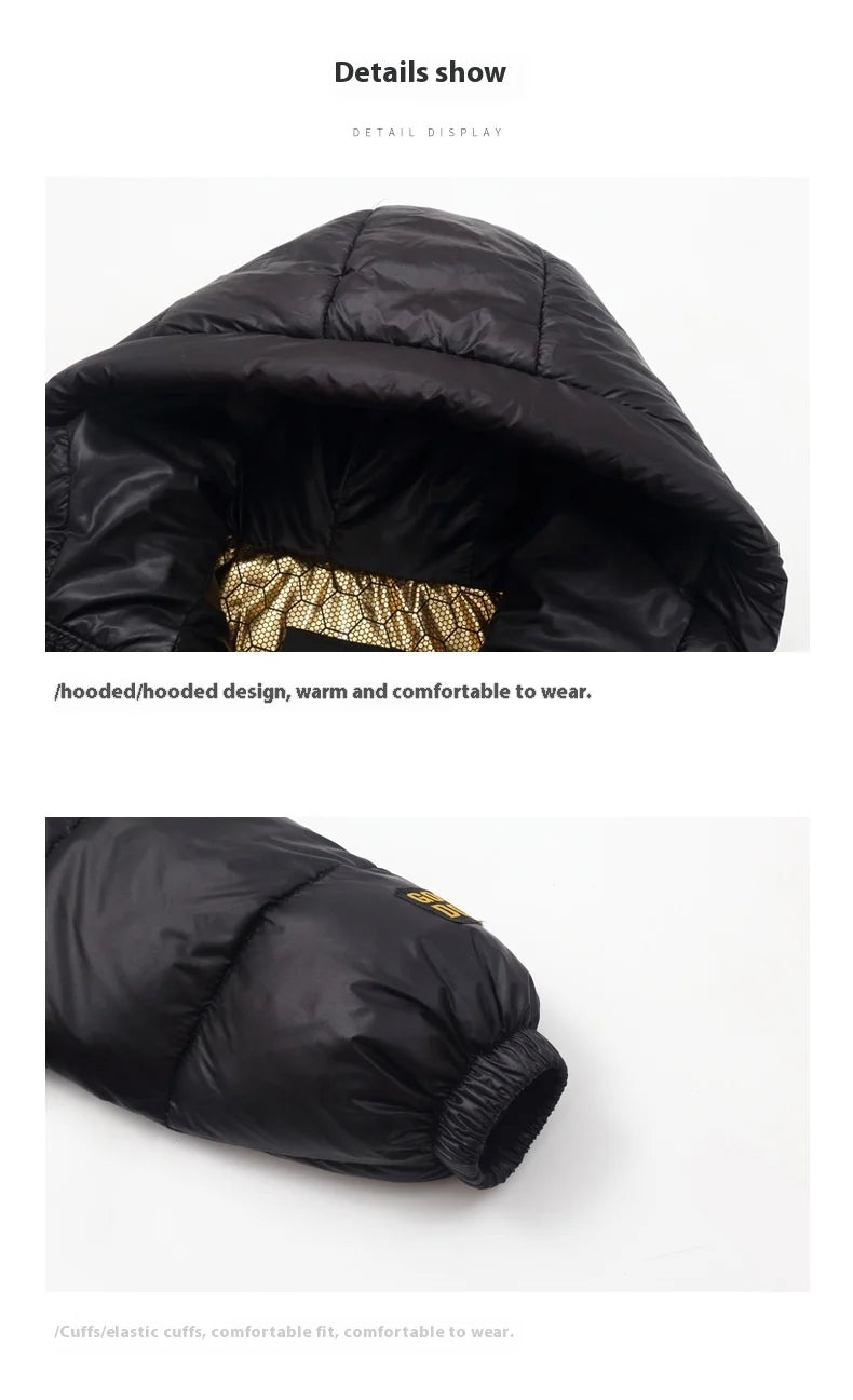 Children's Jacket Winter Down Jacket Jacket Black Gold Down Jacket Boys Girls Middle and Large Children Thickened Short Jacket