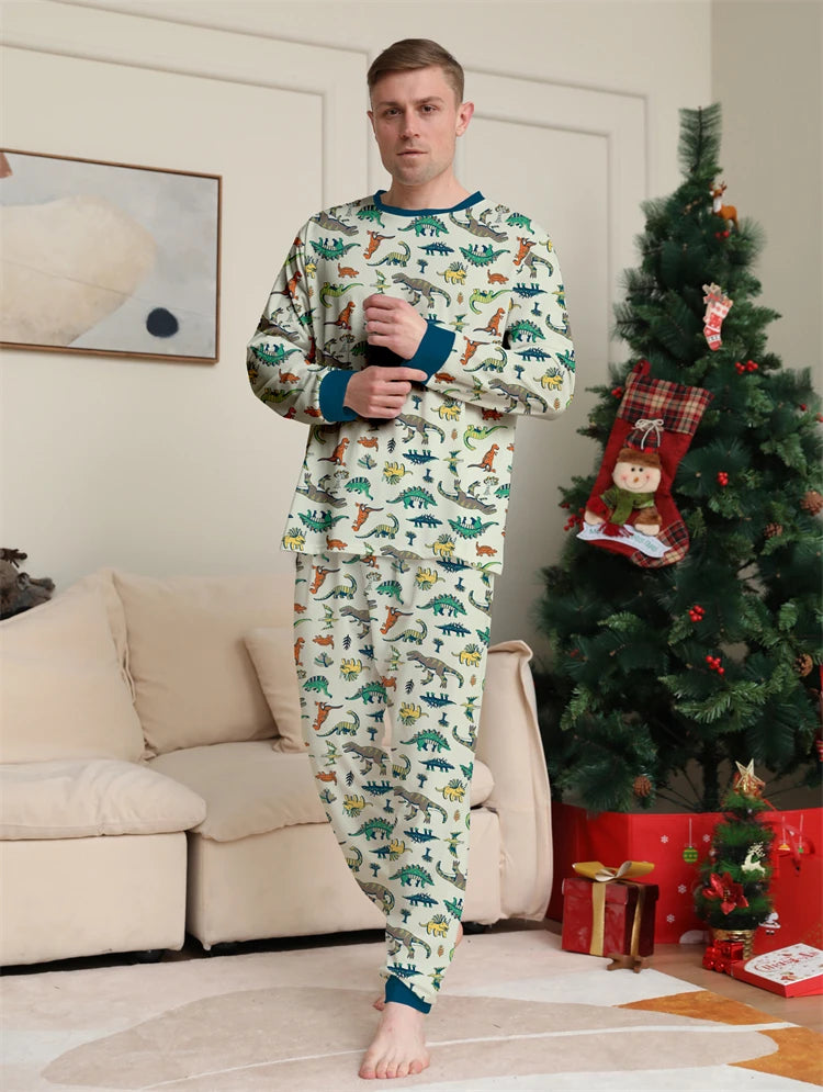 Dinosaur Family Pajama Sets Children Mom Dad Dog Pyjams Outfit Halloween Christmas Parent-child Snug Fit Romper