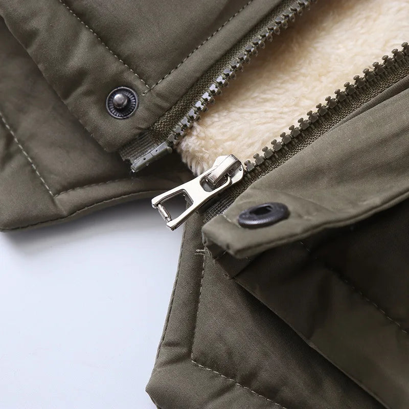 2025 Autumn Winter Children Boy Jacket Outerwear Coat Hooded Plus Velvet Thicken Warm Jacket For Girl 4-14 Year Kids Girl Parka
