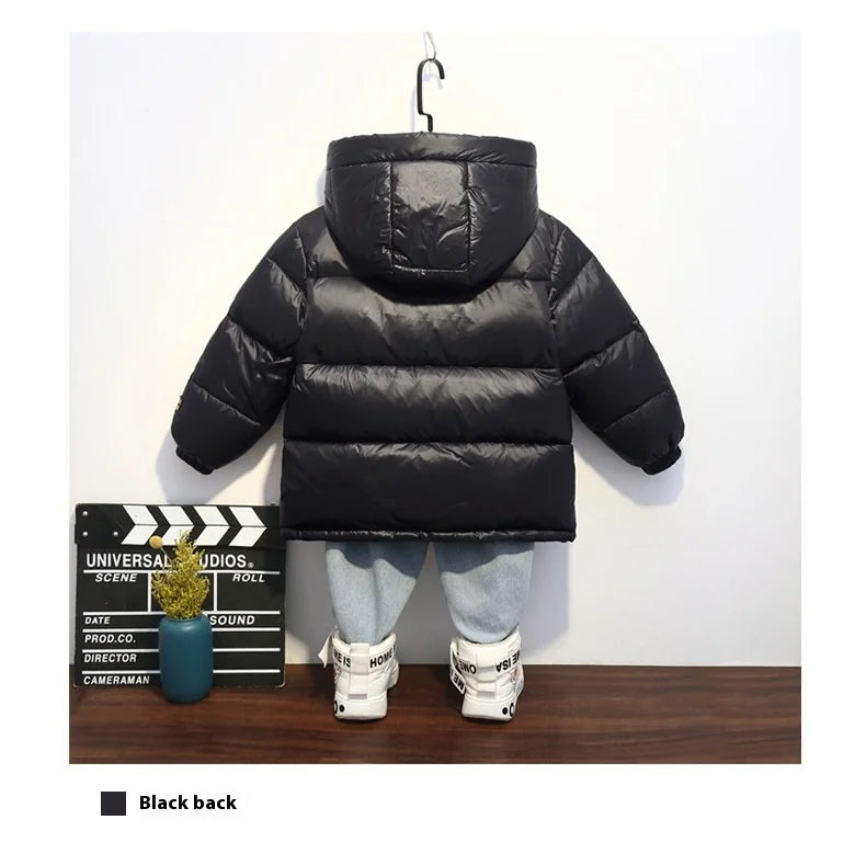 Children's Jacket Winter Down Jacket Jacket Black Gold Down Jacket Boys Girls Middle and Large Children Thickened Short Jacket