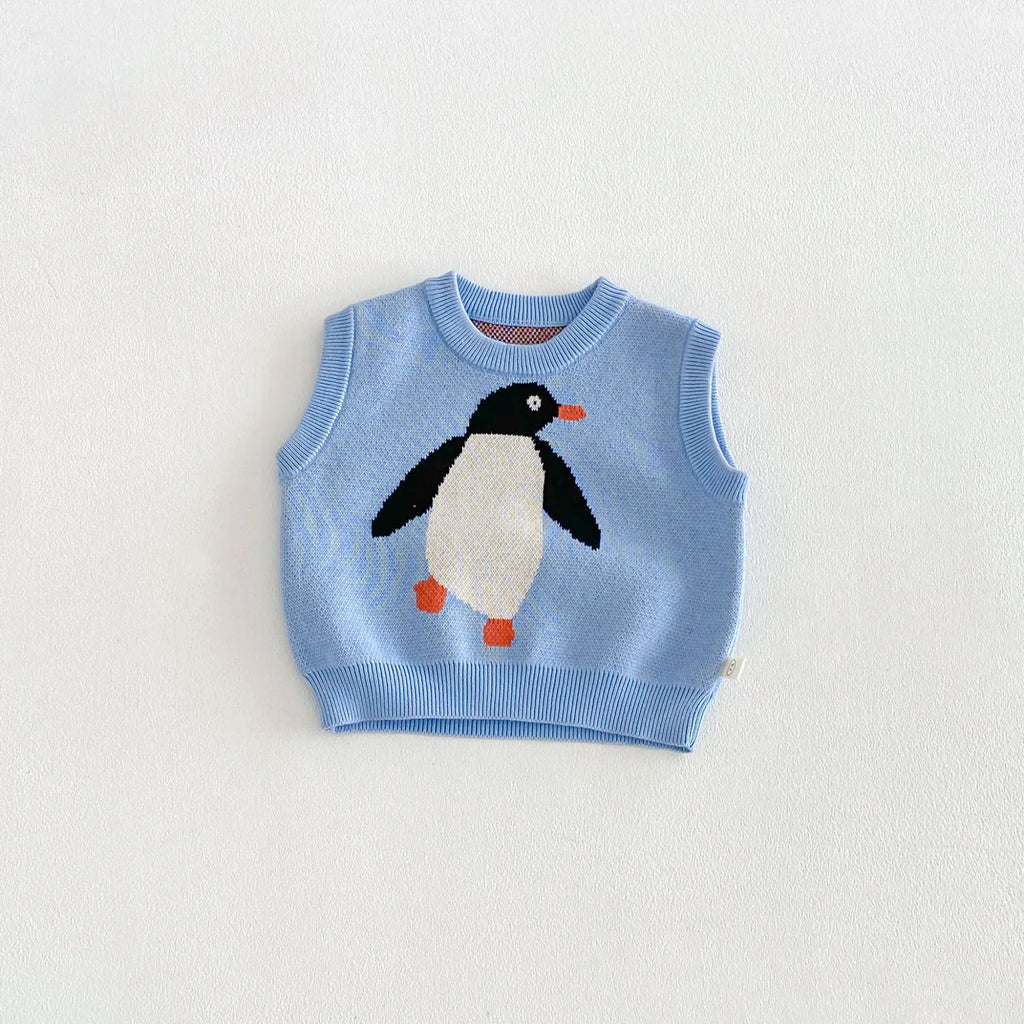 Boys Vest 2026 Spring and Autumn New Children's Clothing Korean Style Fashion Boy Baby Cute Cartoon Knit Vest Simple
