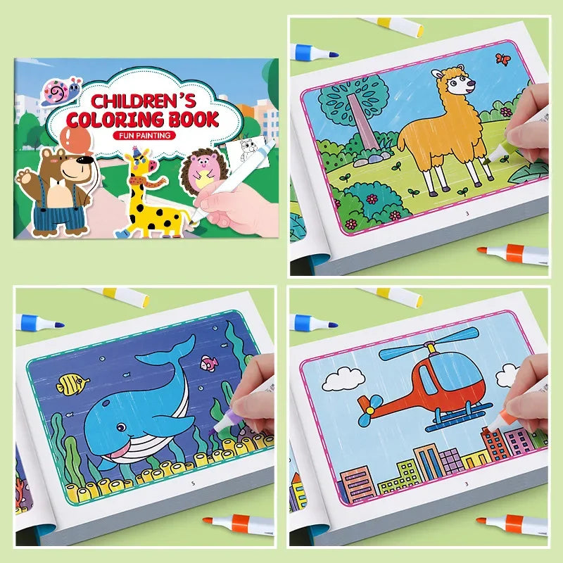 Children's Coloring Book, Graffiti Coloring Book, Cartoon Animal Drawing Book, Fun Coloring Book, Suitable for Children Aged 3-8
