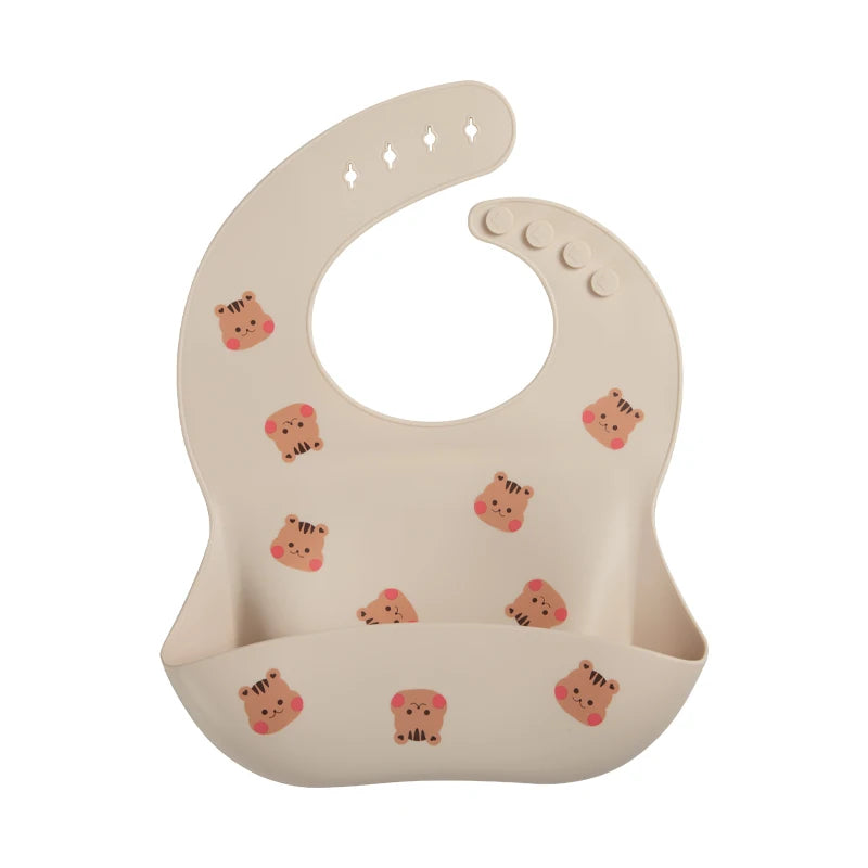 Baby Bibs Ins Style Print Waterproof Soft Silicone Baby Feeding Stuff Cute Pattern Kids Girl Boy Toddler Adjustable Children Bib