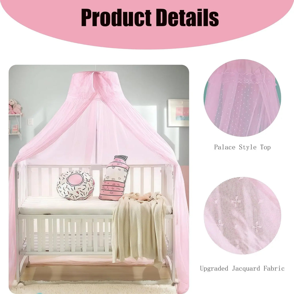 New Bed Canopy, Adjustable Height Baby Bed Canopy with Encrypted Mesh Breathable Skin-Friendly Curtains for Baby Toddler Bedroom