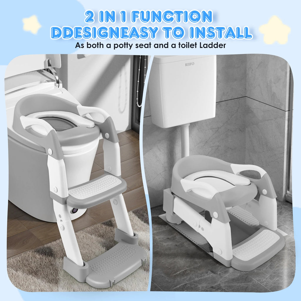 Children Toilet Guide, Children Toilet Seat with Stairs, Children Toilet for Boys and Girls, 3 in 1 Child Toilet Seat with Stairs