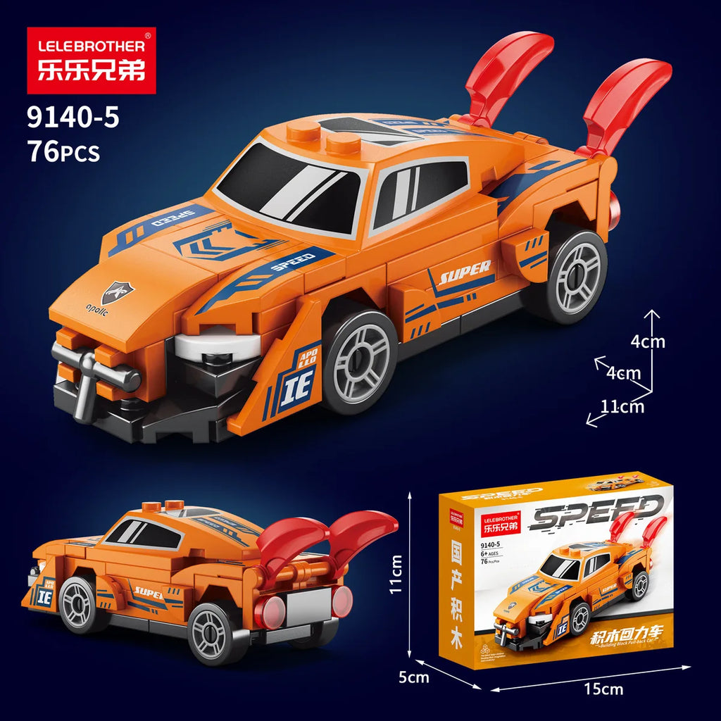 Pull back car Building Block Children Cartoon Character lega toys For Children Birthday Gifts