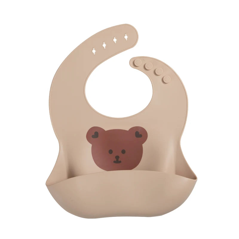 Baby Bibs Ins Style Print Waterproof Soft Silicone Baby Feeding Stuff Cute Pattern Kids Girl Boy Toddler Adjustable Children Bib