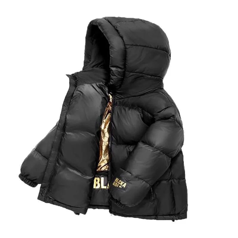 Children's Jacket Winter Down Jacket Jacket Black Gold Down Jacket Boys Girls Middle and Large Children Thickened Short Jacket