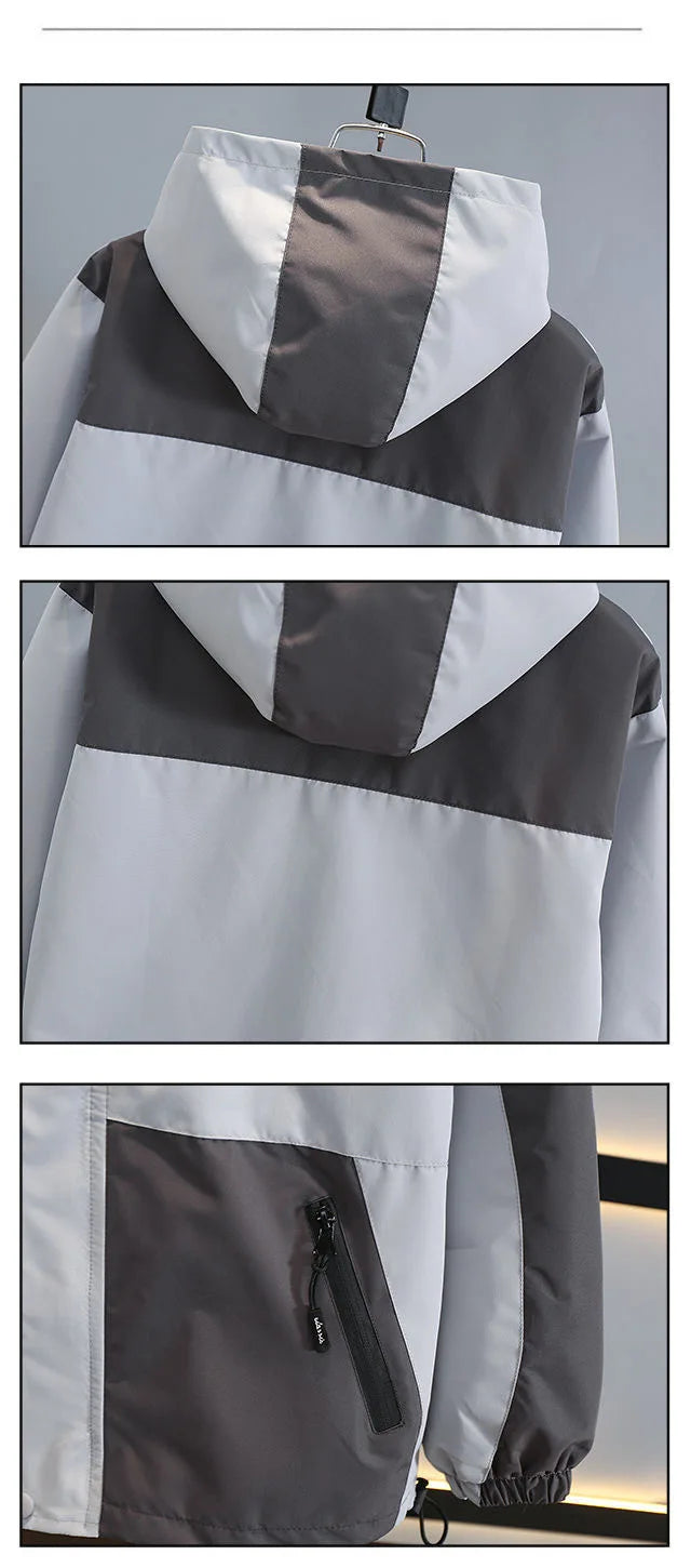 Children Clothing Color Blocking Jacket 2026 Spring Autumn Teen Boys Fashion Zipper Hooded Windbreaker Coat Kids Outewear Tops