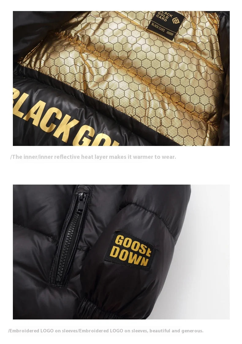 Children's Jacket Winter Down Jacket Jacket Black Gold Down Jacket Boys Girls Middle and Large Children Thickened Short Jacket