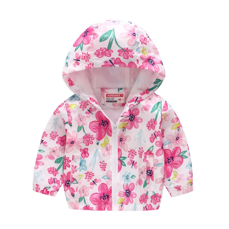 2023 Kids Clothes Boys Jackets Children Hooded Zipper Windbreaker Baby Fashion Print Coat Infant Waterproof Hoodies For Girls