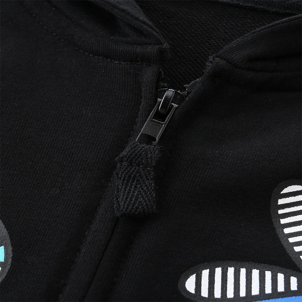 Children's Hooded Jacket New Cars Printed Long Sleeve Zipper Winter Autumn Outwear for Boys Girls 2-7T Spring Coats