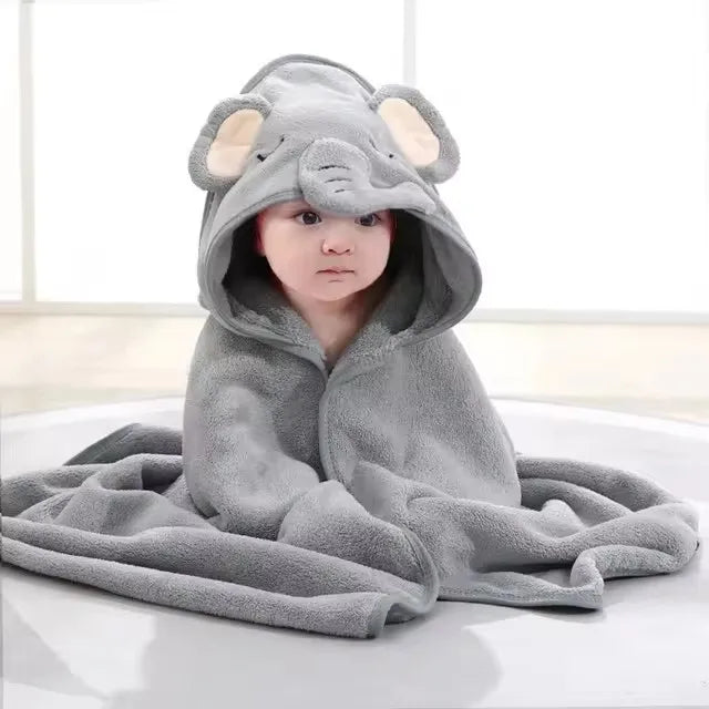 Asciugamano bimbo con cappuccio e fantasie animali