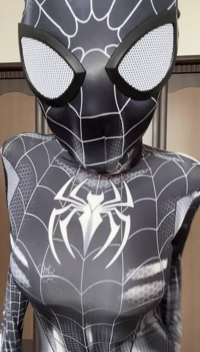 Halloween Superhero Cosplay Costume Spider-Woman Black Cat 3D Printed Tight Jumpsuit Bodysuit Adult Party Outfit Xmas Gift