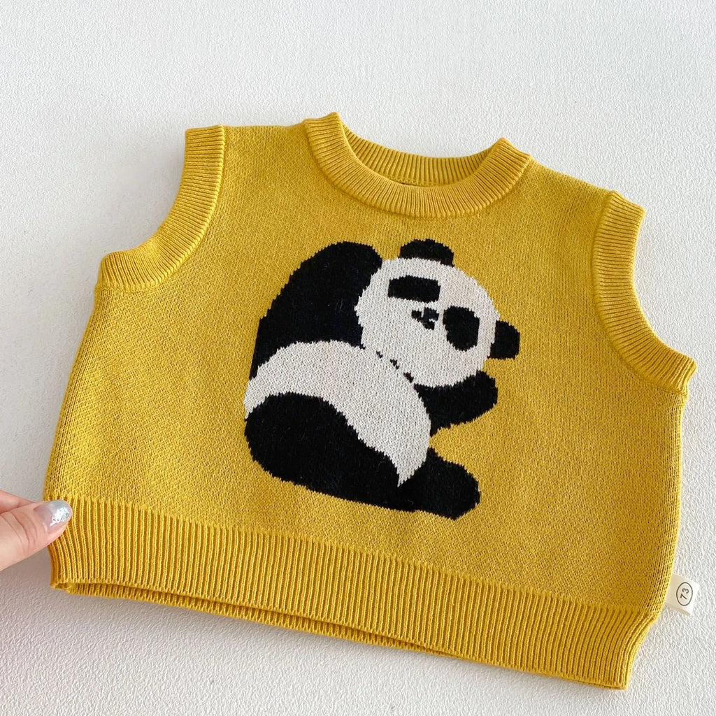 Boys Vest 2026 Spring and Autumn New Children's Clothing Korean Style Fashion Boy Baby Cute Cartoon Knit Vest Simple